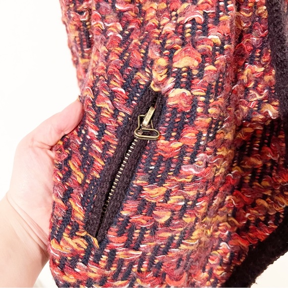 Anthropologie MOTH Keavy Cotton Wool Blend Knit Tweed Chunky Open Front Cardigan - Picture 6 of 12